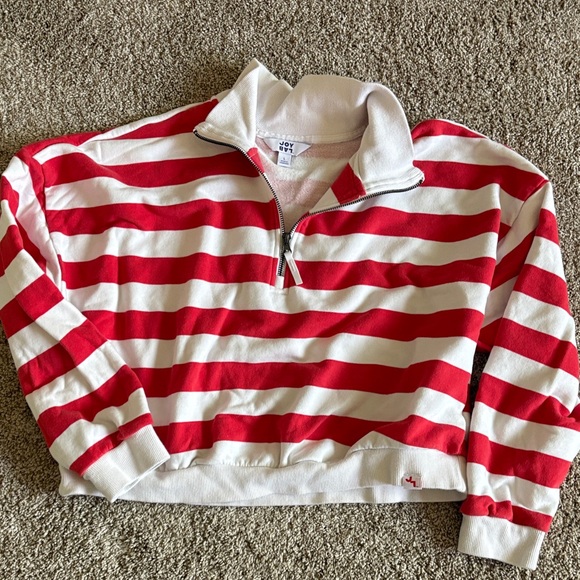 JoyLab Red and White Cropped Half Zip - Picture 2 of 7